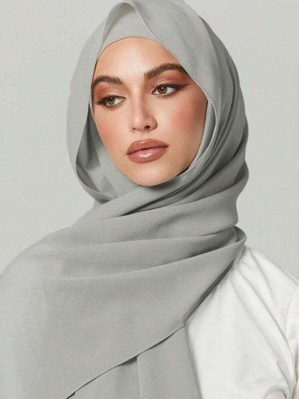 Soft Grey Georgette Hijab Set