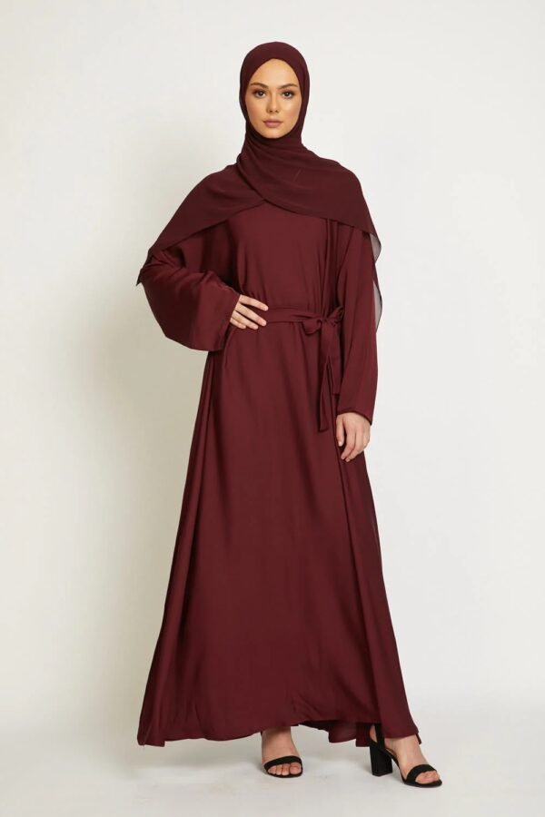 Deep Maroon Umbrella Cut Closed Abaya